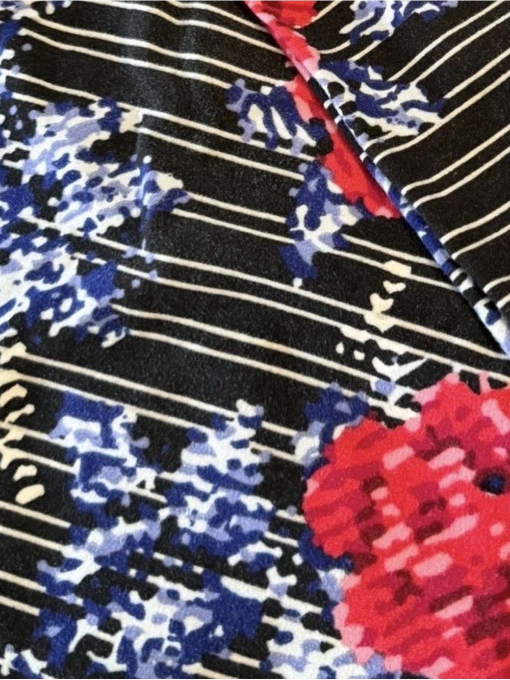 LuLaRoe Black Leggings with Blue and Pink Floral Print